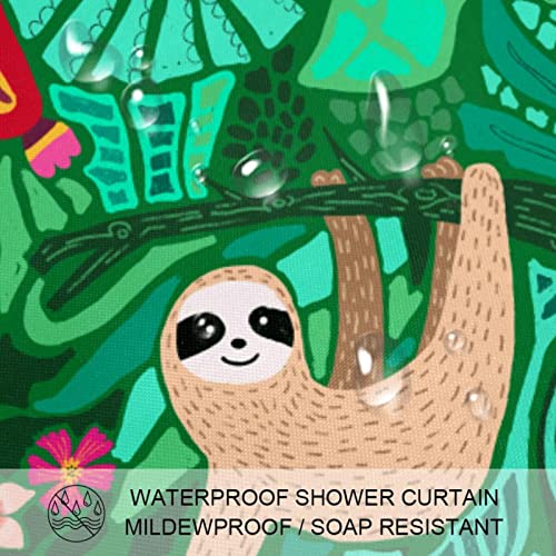 Rideau de douche sans odeur et imperméable à motif feuilles vertes - 4
