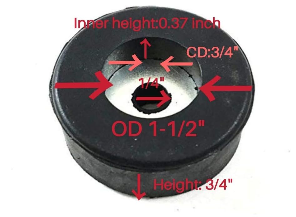 Neoprene 1-1/2 Rubber Bumper with Embedded Steel Washer 4PCS - Image 4