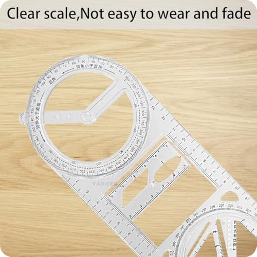 Image of Durable & Long Lasting Multifunctional Geometric Ruler | All-in-One Geometry Scale | Multi Functional Ruler for Drawing, Measuring, Angles & Shapes | Student & Office Use (2)