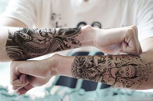 5 Sheets Fashion Temporary Tattoos Body Art Arm Stockings Accessories Design - Skeleton, Carp, Sexy Lady, Buddha, Beauty And The Beast