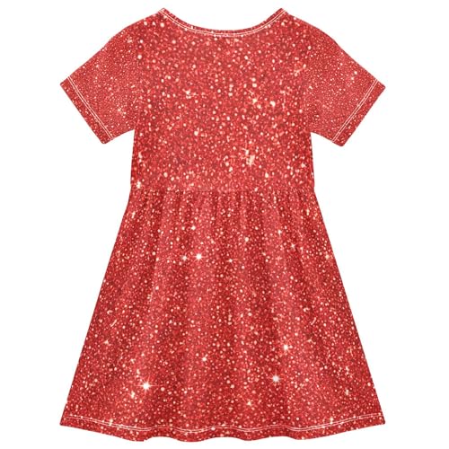 Bright Red Glitter Texture Toddler Girls Dresses 2t Summer Clothes Easter Spring Dress Children2