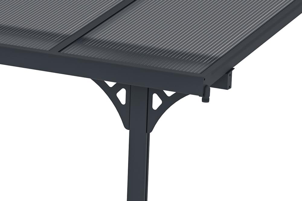 CAZEBOO Carport Pergola Adossée Aluminium KLEO 435x300 cm 4,5x3 m 14 m² Gris Anthracite Design Moderne Protection Terrasse Véhicule Résistant Anti-UV Réglable Haute Qualité Toit Polycarbonate UV30+