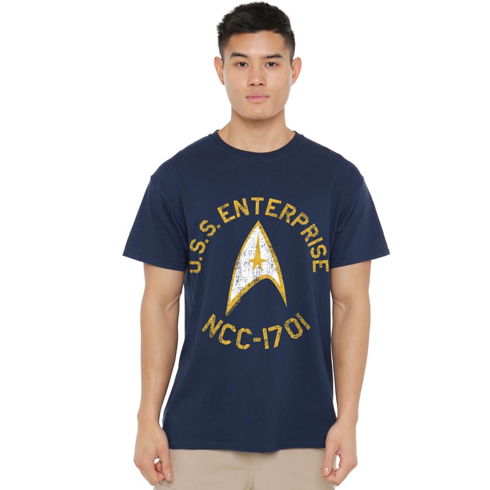 Star Trek Collegiate Unisex T Shirt, Navy, Medium
