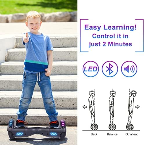 Image of SISIGAD Scooters for Kids Ages 7-12, with Built-in Bluetooth Speaker and 6.5 inch Colorful Lights Wheels, Safety Certified Self Balancing Scooter