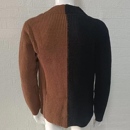 ADHOWBEW Sweaters for Men V Neck Winter Casual Cardigan with Pockets Knitted Long Sleeve Shawl Collar Warm Button Down Coat4