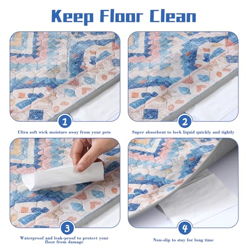 Image of NOYAL Bohemian Washable Dog Pee Pads - Super Absorbent Reusable Puppy Training Pads with Stylish Prints | 100% Waterproof, Leak-Proof & Non-Slip Pet Housebreaking Pads for Indoor 2 Packs
