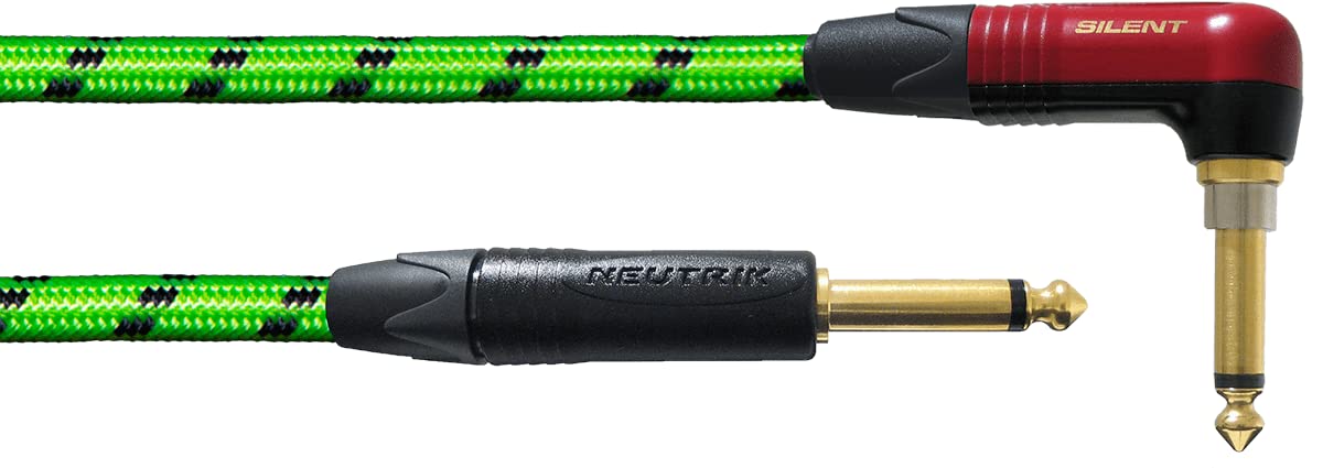 CORDIAL CABLES Gitarrenkabel 6m grün silent abgewinkelt UV-reaktiv
