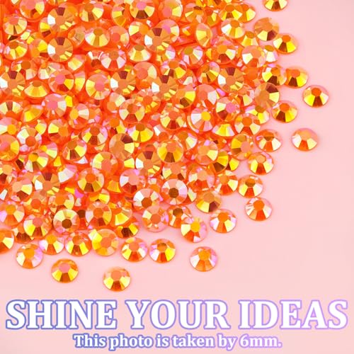 Image of 25000Pcs Resin Rhinestones for Crafting, Orange AB 2-6mm Mixed Sizes Non Hotfix Flatback Gems with 1Pcs Glue, Bedazzling Crystal for DIY Craft Clothing Mugs Tumblers Shoes Fabric Decor Nail Art