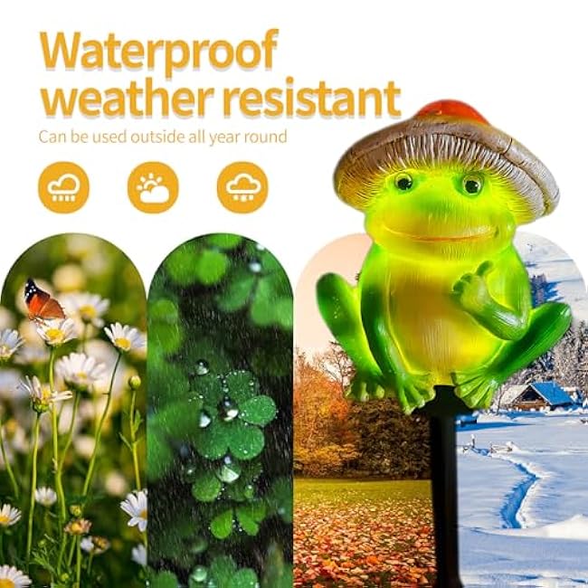 QH Garden Solar Frog Lights - Waterproof Frog Figurines for Outdoor Garden Decor, Perfect Statue Gifts - Solar Power LED for Garden, Lawn, Patio, Pathway