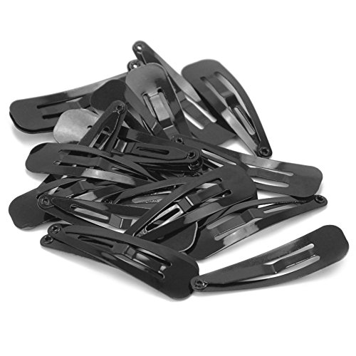 20Pcs Women Girls Kids Black Metal Hair Snap Clips Barrettes Accessories 40mm