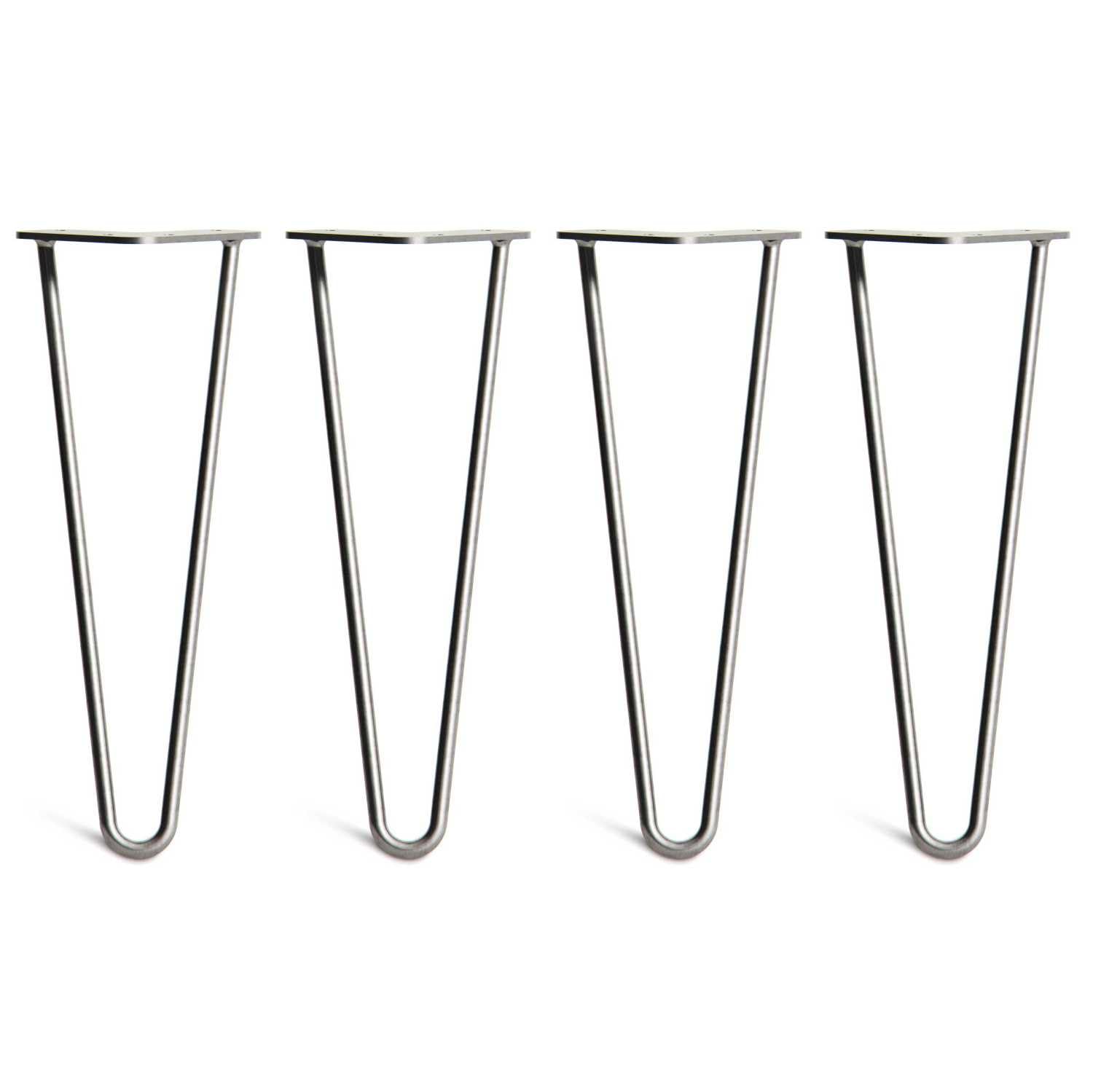 [HLC] 4 x Hairpin Table Legs – Superior Double Weld Steel Construction With Screws, Build Guide & Protector Feet Worth £8 Included! – 10mm Steel [14"/35cm,Zinc] — image 1