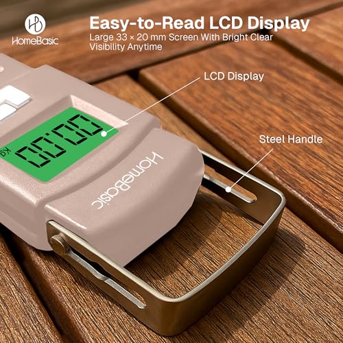 Image of HomeBasic Digital Luggage Weight Scale 50kg | Weighing Machine for Luggage Bags, 4 Weighing Modes (kg /lb /oz /jin), LCD Display, Tare Function, Auto-Off, Portable Travel Weighing Scale (BEIGE)