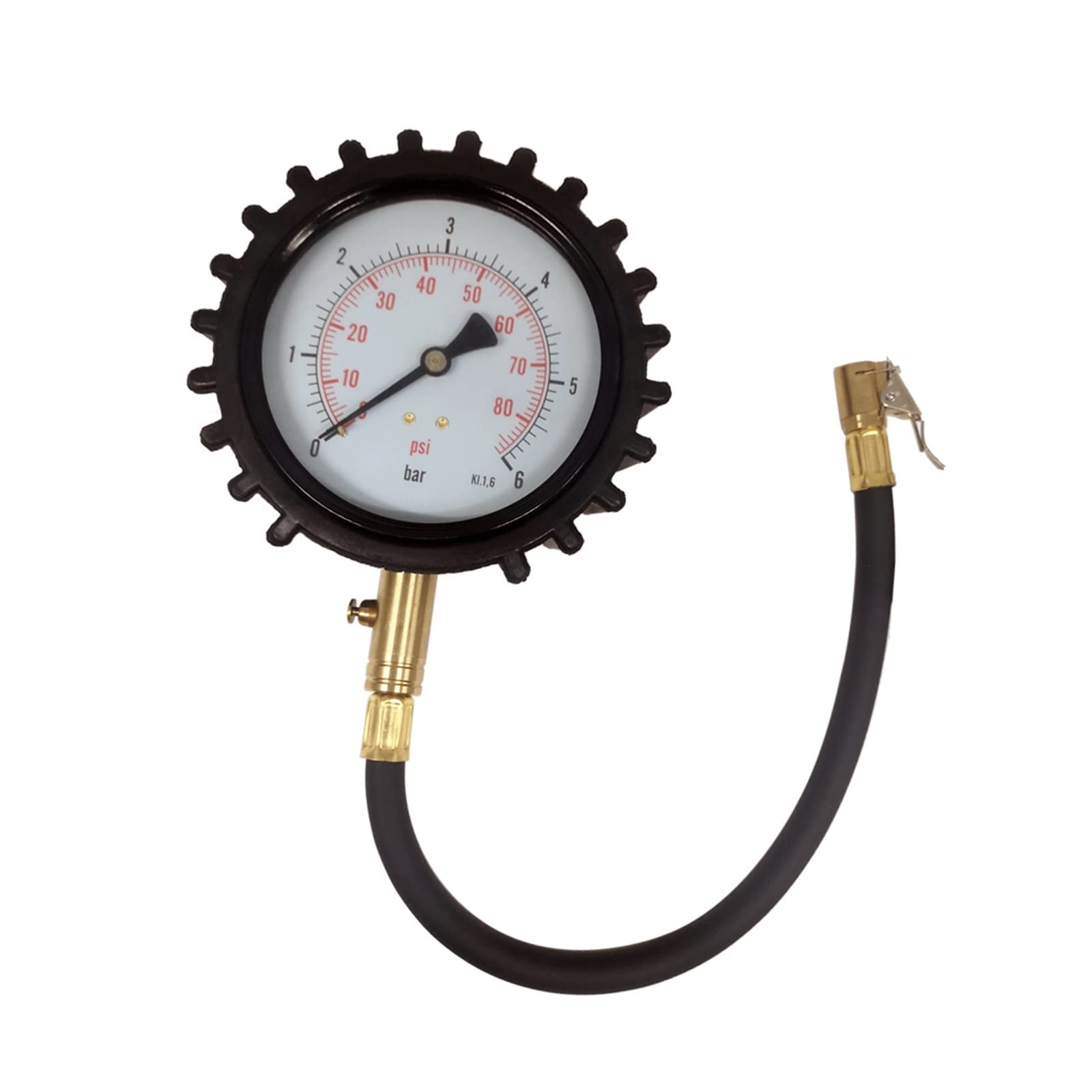 Tyre Pressure Gauge, 4 Inches Dial Car Tire Pressure Gauges with Clip On Air Chuck Testing