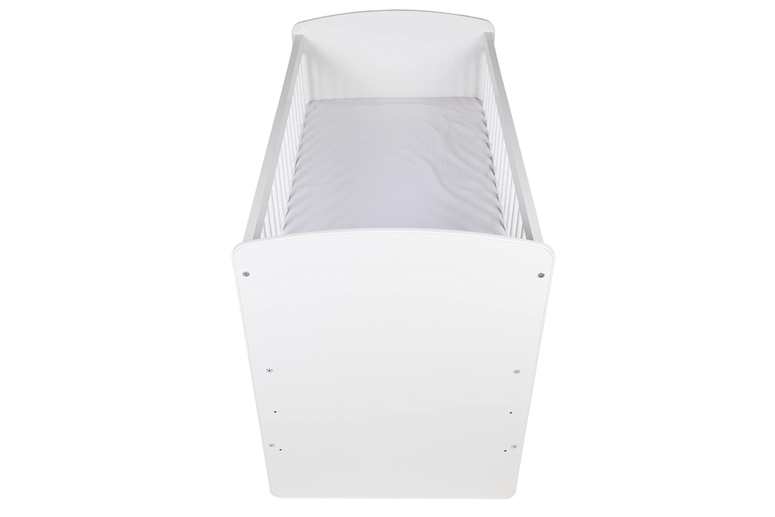 Lit Bébé K2 Blanc 120 x 60 cm avec Sommier À Lattes - Lit Bébé 3 Niveaux Réglable en Hauteur - Bois de Pin Laqué et MDF