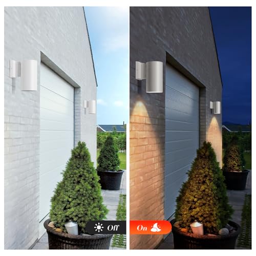 Image of QQCherry Modern Outdoor Wall Light - Aluminum Outdoor Porch Sconce for House, Patio, Garage, Doorway & Entryway - Stylish Waterproof Exterior Lighting for Outside(White,E26)