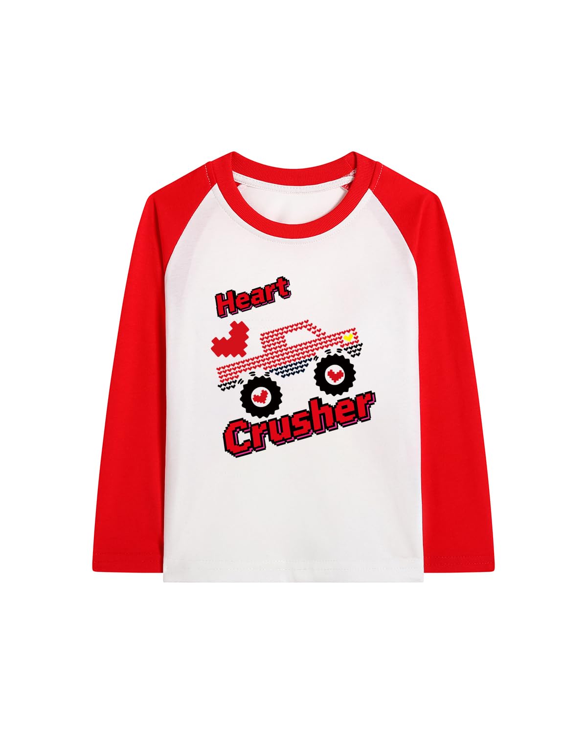 Toddler Girls Boys Valentines T-Shirt Love Heart Dinosaur Tractor Raglan Long Sleeve Tees for Kids 2 to 7 Years