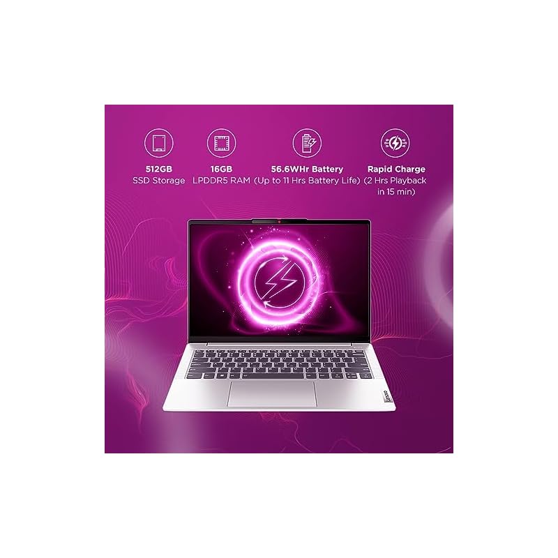Lenovo IdeaPad Slim 5 Intel Core i5 13420H 14"(35.5cm) WUXGA IPS Laptop (16GB/512GB SSD/Win 11/Office 2021/Backlit KB/FHD Camera/Alexa/3 Month Game Pass/Cloud Grey/1.46Kg), 82XD003NIN - Image 5