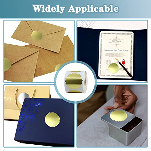 Certificate Award Seals Stickers, Gold Metallic Stickers With Serrated Edge 2'' Certificate Wafer Seals Stickers Labels For Envelopes, Package, School, Business - 250 Pcs #TOP4