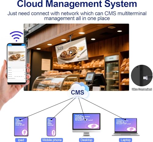 Image of 55inch Digital Signage Display, 4K UHD 2500nits High Brightness Digital Display Board, LCD Monitor Slim Frameless Advertising Display, CMS Remote Publishing, 7 /24 Timer Switch,Built-in Speaker
