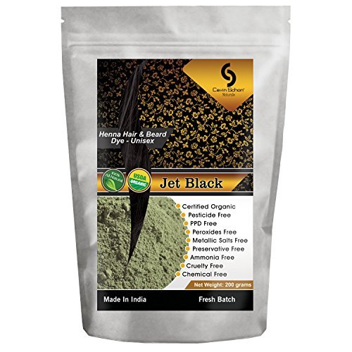 USDA Certified Organic Jet Black Henna - 2 Step Process - 100% Natural/Organic & Chemical Free Hair color/dye