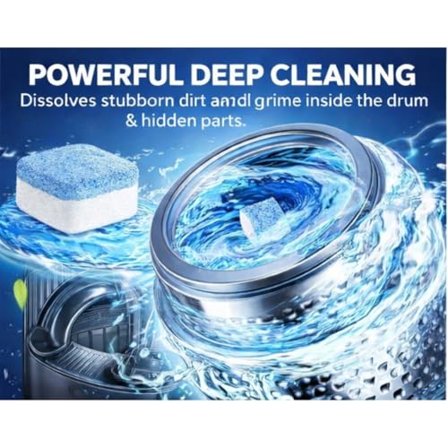 Image of Washing Machine Cleaner Tablets (16 Tablets) | Drum & Pipe Deep Cleaner |Removes Odour, Limescale & Residue | For Front Load & Top Load Fully Automatic Washing Machines | Fresh Scent