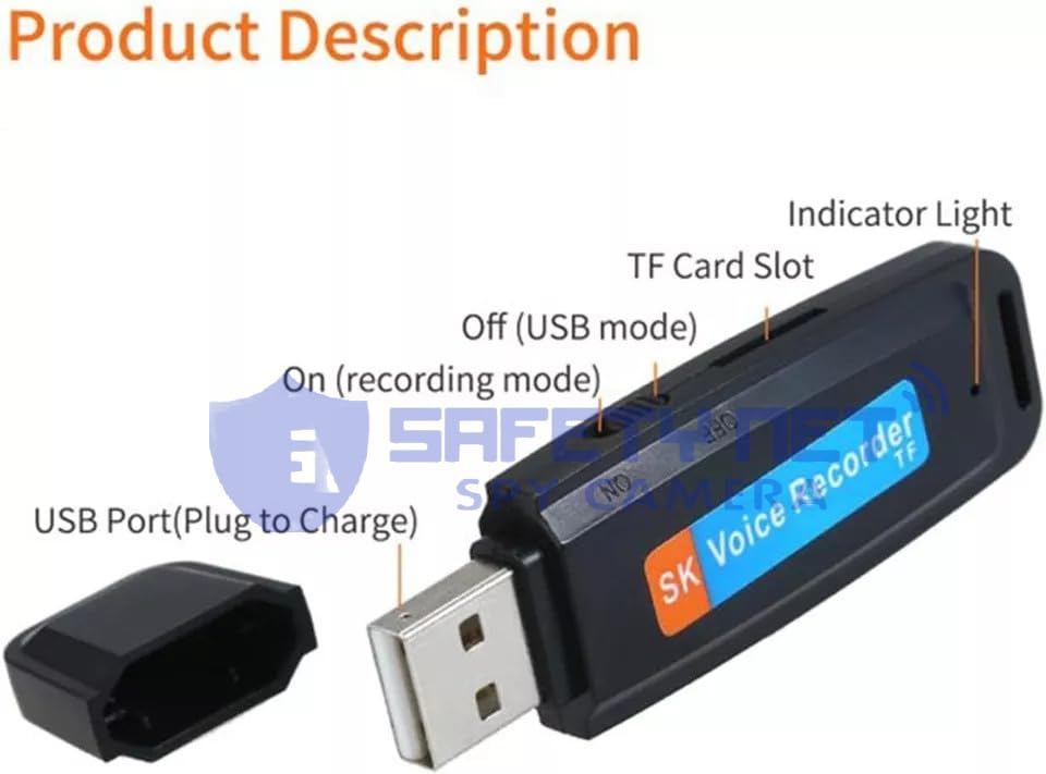 Image of Safety NET Digital Voice Recorder with 32 GB Supportable Micro SD /TF Card Slot | USB Flash Drive Audio Recorder