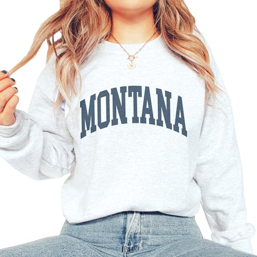Montana Sweatshirt - Montana MT Pullover - Faded Vintage Athletic Aesthetic Varsity Style - Trendy State Travel Gift For Him or Her - Unisex Crewneck Sweatshirt2