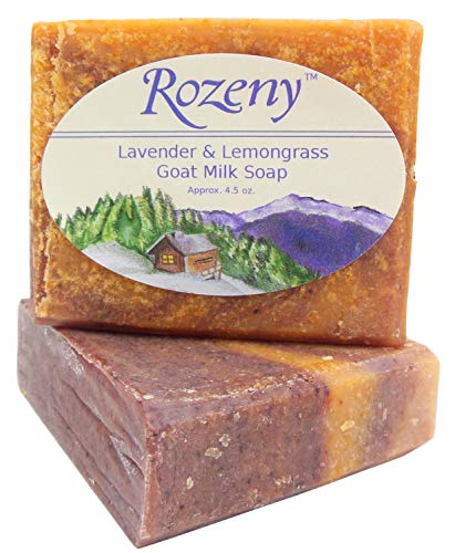 Rozeny Premium Goat Milk Soap - All Natural - (2 bars approx. 4.5 oz. each) (Lavender & Lemongrass)