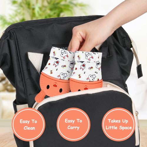 Image of 2Pack Silicone Teething Mitt, Rabbit Baby Teething Toy for 0-6 6-12 Months, Food Grade Silicone Infant Teething Mitten, BPA-Free Baby Chew Toys for Pain Relief, Sucking Needs