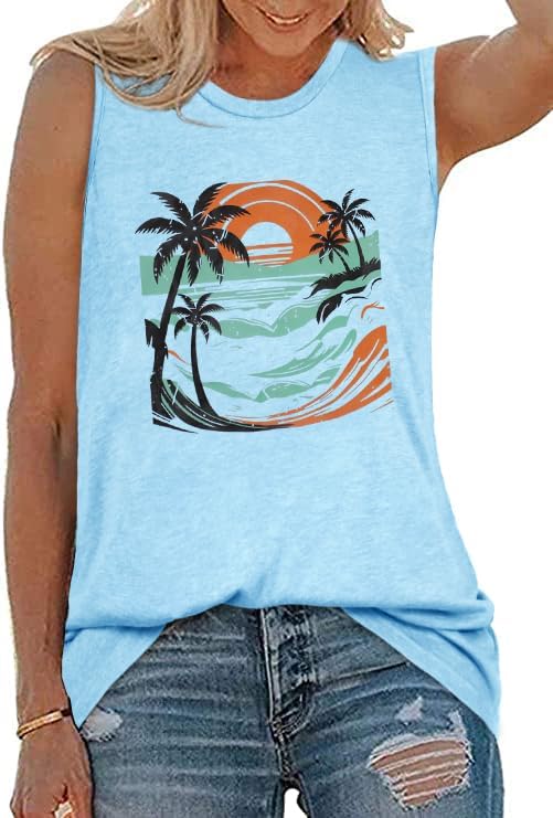 Womens Tank Tops Summer T Shirts Sleeveless Casual Loose Tunic Blouses 2026