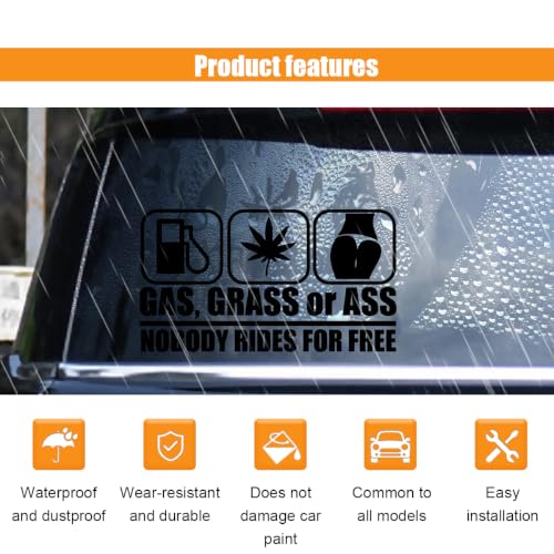 Image of GLSOWEE Gas Grass or Ass Sticker for Cars, Nobody Rides for Free Decal