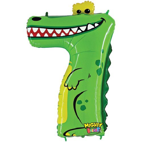 40" Zooloons Mighty Bright Animal Image Number "7" Crocodile Design Balloons Happy Birthday Child Age