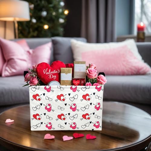 Image of Cute Heart Valentine's Day Basket for gifts empty Storage Basket for Kid and Baby Room Decor (Arrow Red Love)