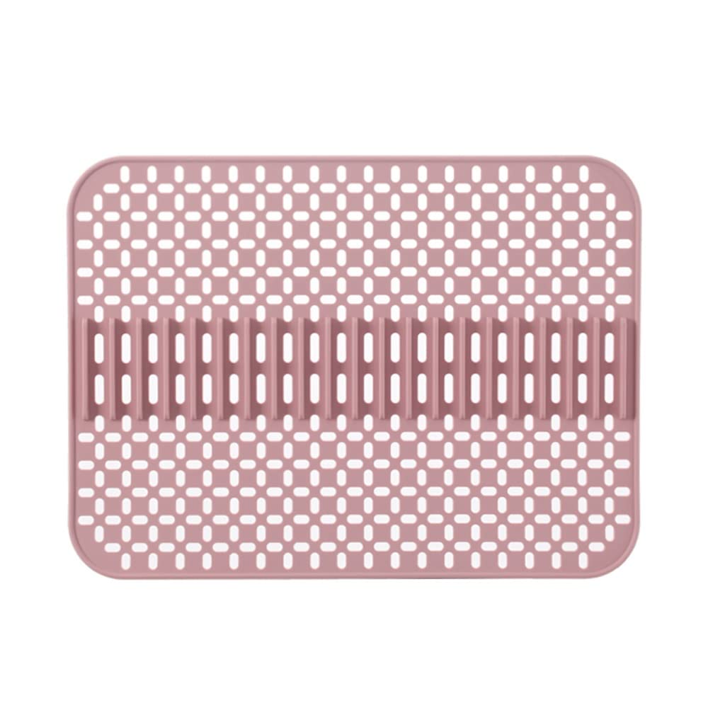 VUIKLCty Silicone skeleton mat kitchen sink mat draining board dishwasher sink non-slip mat multifunctional insulation mat thickened dish mat(Pink)