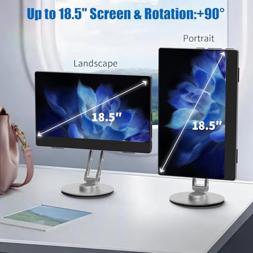 Image of Portable Monitor Stand VESA Mount, Tilt & Rotation Joints Use Metal Hinges, Foldable Aluminum Desk Mount for 13-18.5 Inch & up to 5.5 lbs Small Monitors, Suitable for Home Office Travel (Silver)