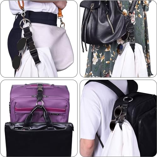 RUNRAYAY 3 Stück Add a Bag Gepäckgurte Jackengreifer, strapazierfähige verstellbare Taschenhakengurte Bungees Reisezubehör, tragen Sie Ihre zusätzlichen Taschen freihändig