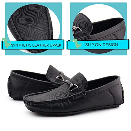 Jabasic Kids Penny Loafer Casual Slip-On Moccasin Flats Boys Dress Shoes (1,Black) #TOP1