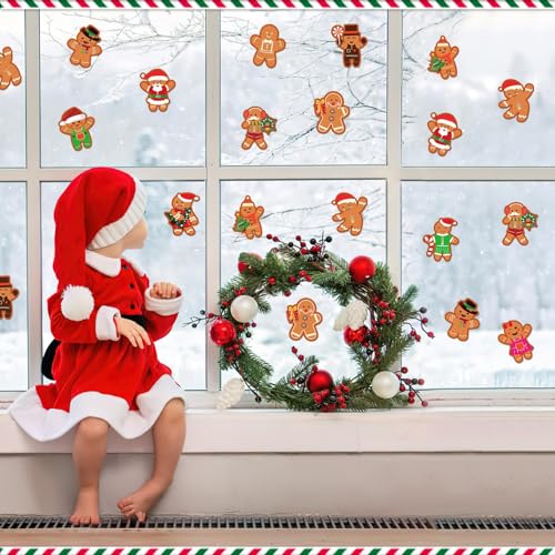 JUNEBRUSHS Recortes de Natal, 120 peças de recortes de pão de gengibre de inverno, decorações de qua