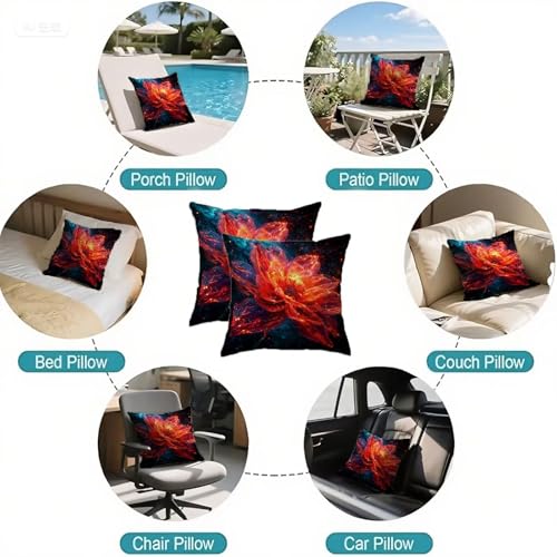 Housse coussin 55x55cm lin double face décoratif rouge de qualité - 7