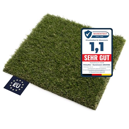 Primaflor Gazon Artificiel Arizona | 37 mm 200x50 cm | Herbe Artificielle extérieur perméable, résistante UV & intempéries – Tapis de terrasse très...