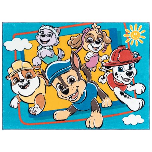 Image of Gertmenian Paw Patrol Indoor Area Rug - 3x5 Small, Non-Slip, Ideal for Children in Bedroom, Game Room, Classroom, Nursery or Play Area - Paw Patrol Team, Blue /Red, 28022