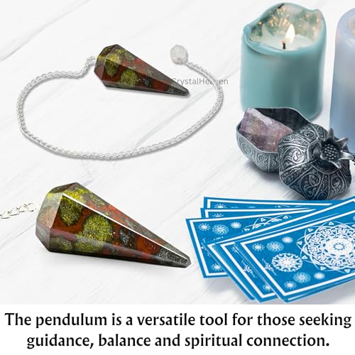 Image of Certified Dragon Bloodstone Pendulum Dowsing Tool - Natural Crystal Pendulum for Spiritual Guidance - Premium Dowser Pendulum for Accurate Divination and Energy Healing - Perfect for Energy Healing and Chakra Balancing - Handcrafted with Precision and Elegance