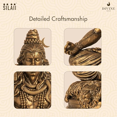 Image of SILAII Lord Shiva Meditation Statue - 9 INCH Mahadev Murti | Spiritual Home Decor Showpiece | Ideal for Meditation, Yoga & Prayer Room