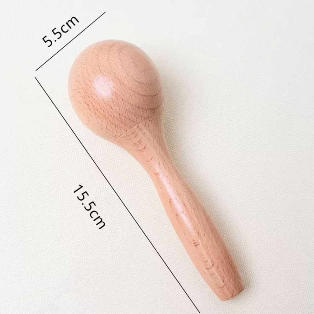 Maracas Montessori in Legno Massello Naturale per Bambini | Sonagli di sabbia in legno non finito di dimensione media, strumento a percussione lucidato a mano
