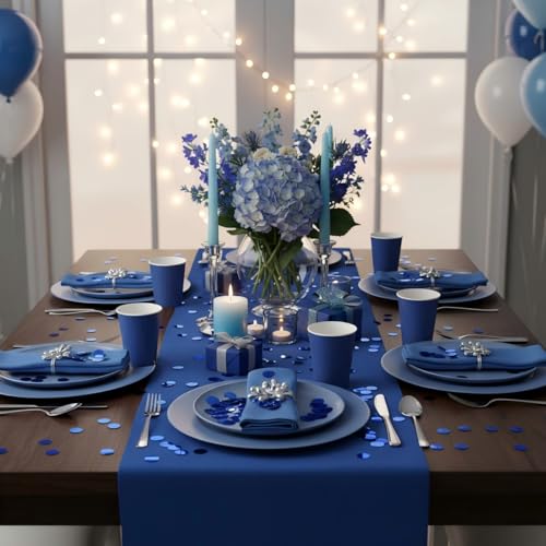 Image of Blue Metallic Foil Confetti(0.59 inch) Round Dots Glitter Table Confetti for Party Wedding Decorations,2.11 OZ per pack