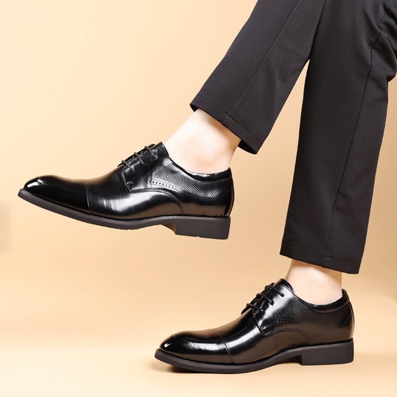 Men's Patent Leather Formal Business Oxford Dress Shoes Formal Pointed Lace Up Casual Business Suit Tuxedo Shoes High Gloss Weeding Prom Dressy Derby Shoes(9)2