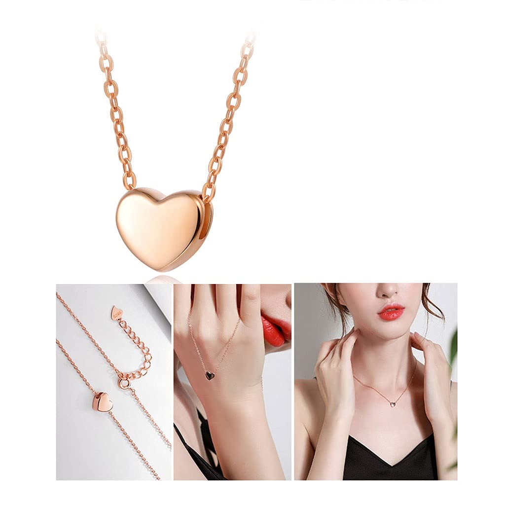 Collane Collane per Le Donne Design a Forma di Cuore, Collana Pendente Semplice ed Elegante e squisita, la Lunghezza Totale è 15.75in Collana da Donna (Color : Silver)