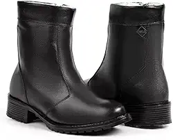 Bota Feminina de Inverno em Couro Forrada com Lã Impermeável - Viena