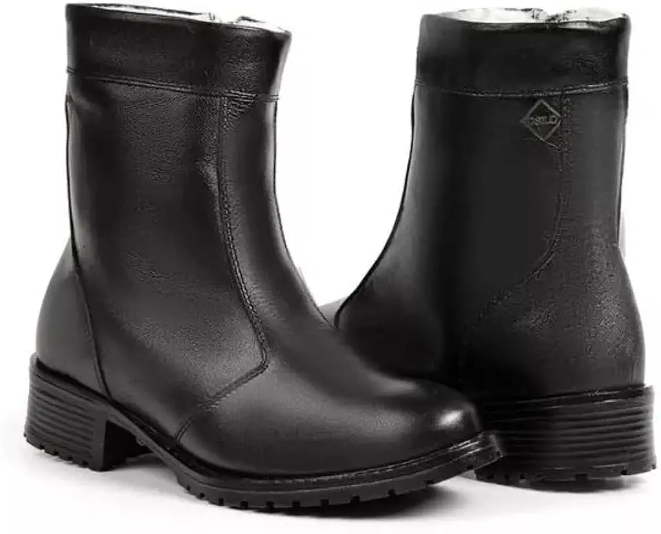 Bota Feminina de Inverno em Couro Forrada com Lã Impermeável - Viena