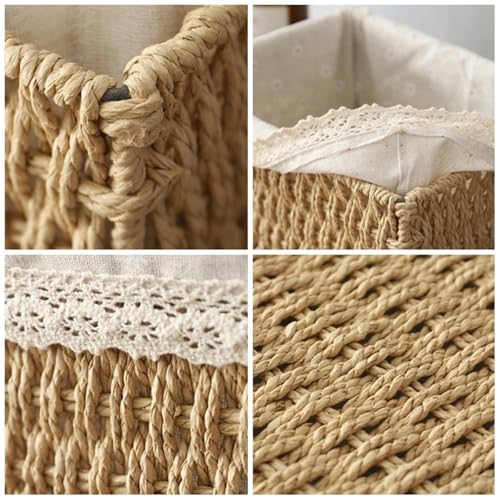 Panier de rangement en osier M avec couvercle pour cuisine et salon